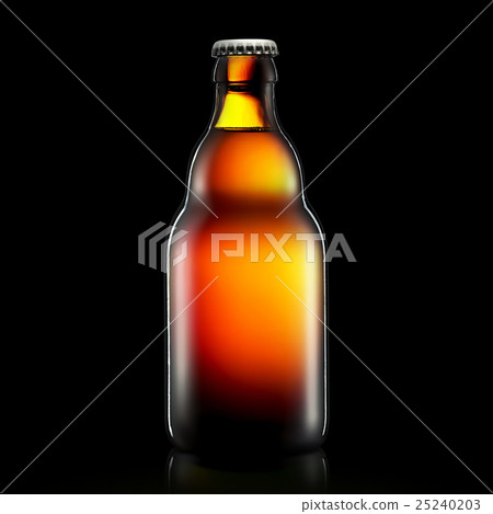 Beer bottle or cider isolated on black background Beer bottle or cider isolated on black background 25240203
