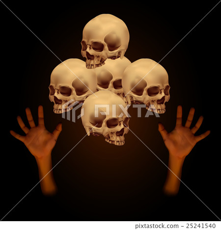 Stack of human skull with human hand Stack of human skull with human hand 25241540