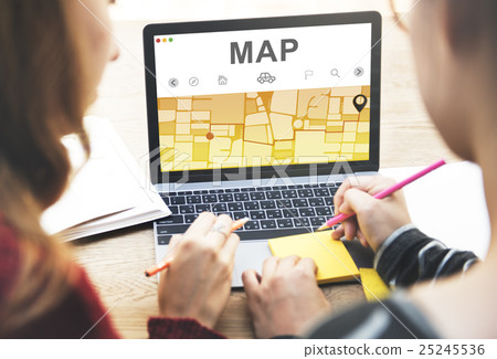 Map GPS Navigation Direction Destination Route Concept 25245536