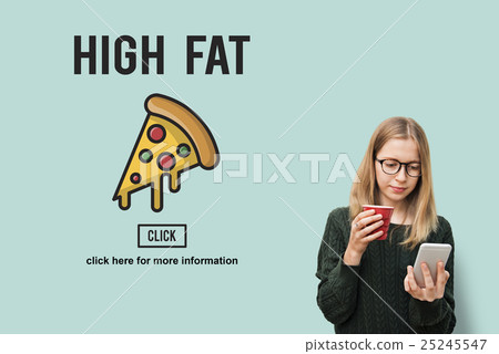 Pizza Icon Fast food Unhealthy Snacks Calories Fat Concept 25245547