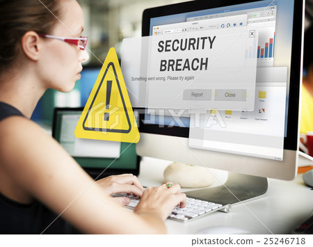 Security Breach Cyber Attack Computer Crime Password Concept 25246718
