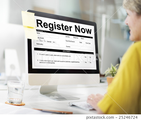 Register Now Document FIlling Form Concept Register Now Document FIlling Form Concept 25246724