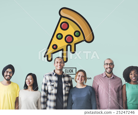 Pizza Icon Fast food Unhealthy Snacks Calories Fat Concept 25247246