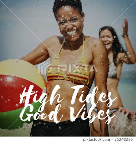 High Tides Good Vibes Summer Holiday Vacation Concept 25248250