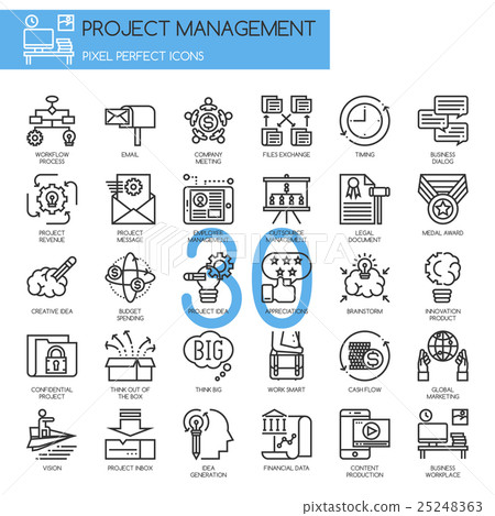 Project management , thin line icons set - Stock Illustration [25248363 ...