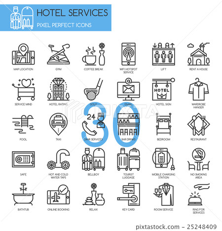 Hotel Service , thin line icons set 25248409