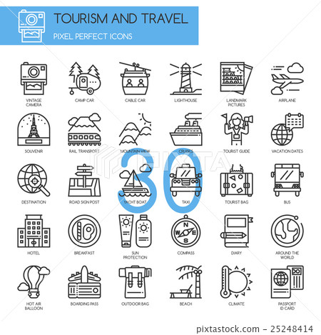 TOURISM AND TRAVEL , thin line icons set TOURISM AND TRAVEL , thin line icons set 25248414