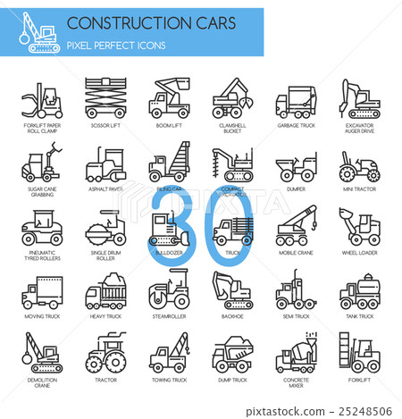 Construction Cars , thin line icons set Construction Cars , thin line icons set 25248506