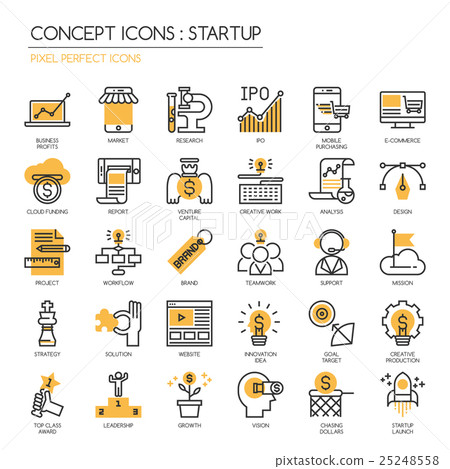 Startup business and launch , thin line icons set 25248558