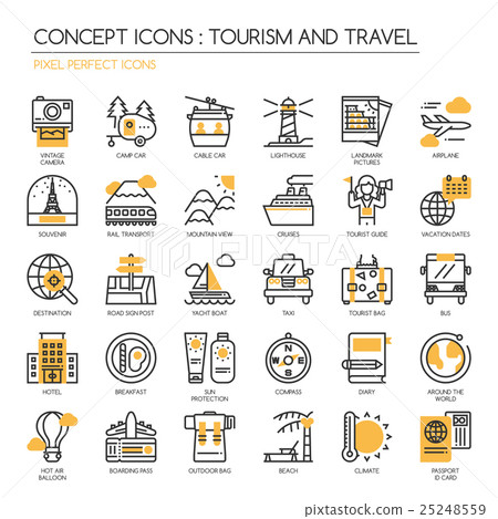 TOURISM AND TRAVEL , thin line icons set TOURISM AND TRAVEL , thin line icons set 25248559