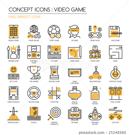 Video Game , thin line icons set 25248560
