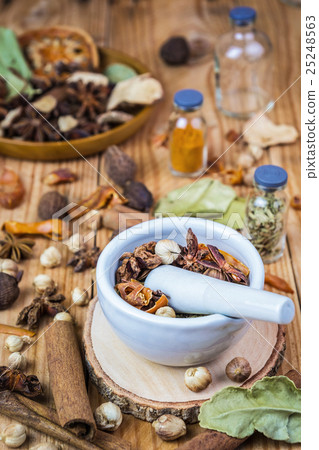 Mortar grinder and herb medicine Mortar grinder and herb medicine 25248563