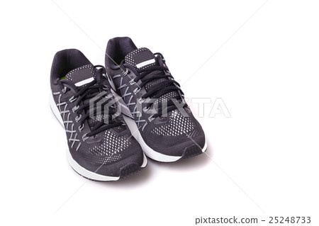 New black sneakers shoe. Taken at studio and isolated on white New black sneakers shoe. Taken at studio and isolated on white 25248733