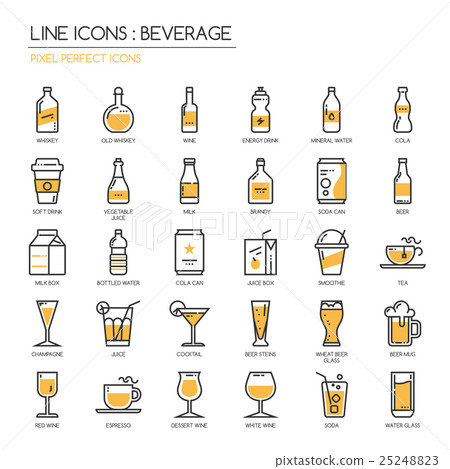 Beverage , thin line icons set ,pixel perfect icon - Stock Illustration ...