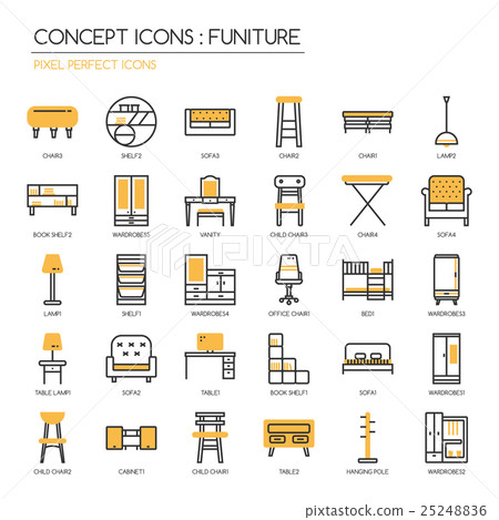 Funiture , thin line icons set 25248836