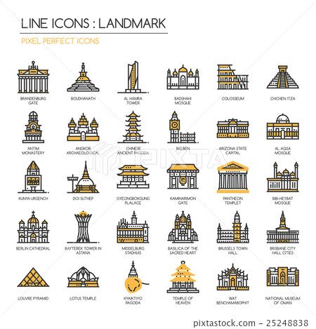 Landmark , thin line icons set ,pixel perfect icon 25248838