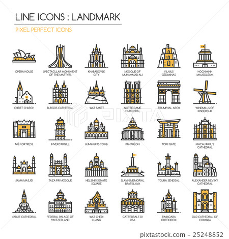 Landmark , thin line icons set ,pixel perfect icon 25248852