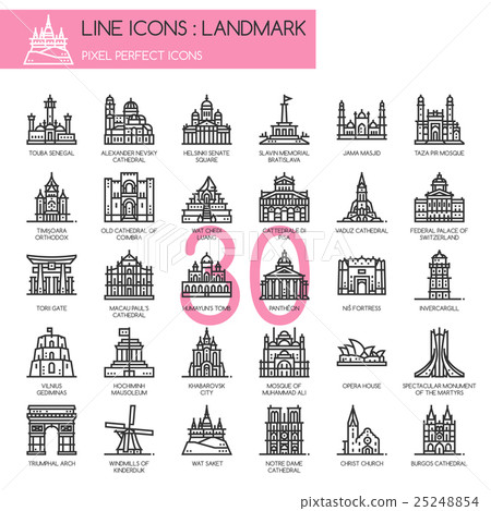 Landmark , thin line icons set ,pixel perfect icon Landmark , thin line icons set ,pixel perfect icon 25248854