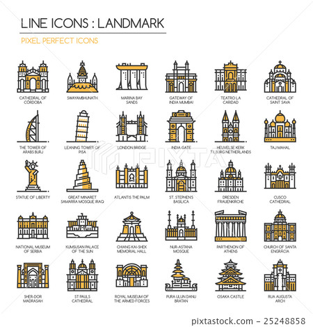 Landmark, thin line icons set ,pixel perfect icon 25248858