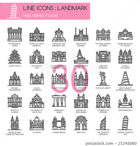 Landmark, thin line icons set ,pixel perfect icon 25248860
