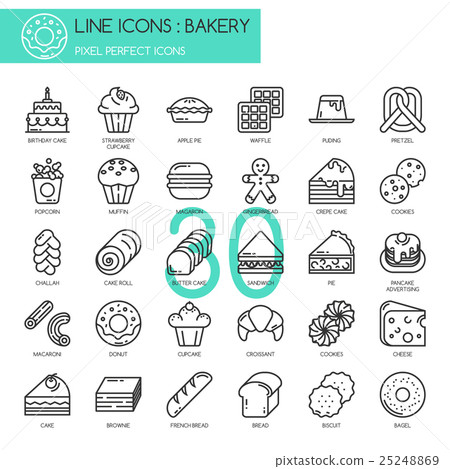 Bakery , thin line icons set, Pixel perfect icons 25248869