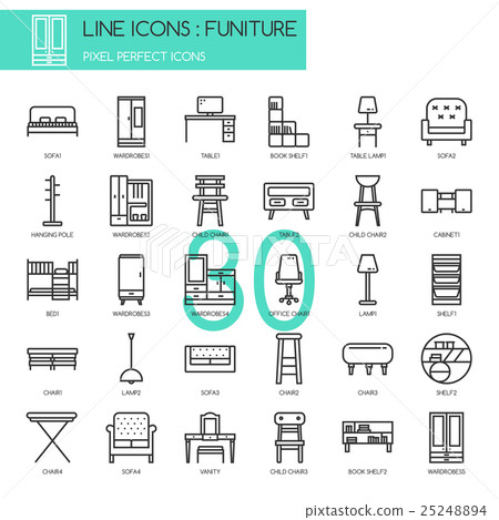 Funiture , thin line icons set  25248894