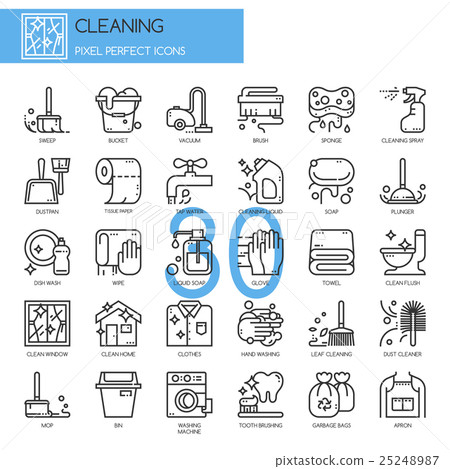 Cleaning , thin line icons set 25248987