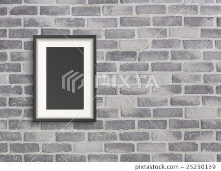 blank frame on grey birck wall 25250139
