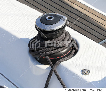 black  long sturdy rope on a sailing boat 25251926