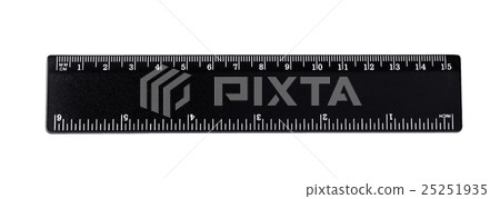 Black ruler isolated, inches, centimeters 25251935