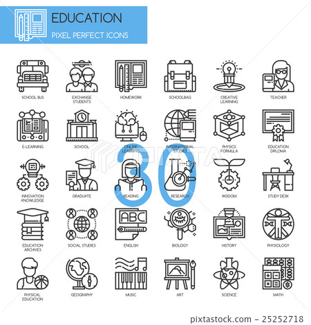 Education , Thin Line and Pixel Perfect Icons - Stock Illustration ...