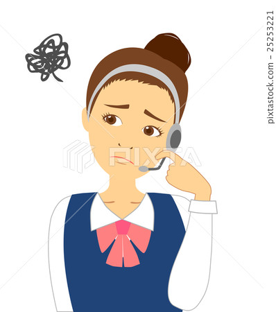 Worried operator woman - Stock Illustration [25253221] - PIXTA