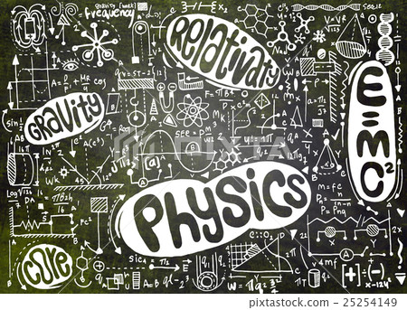 Physical formulas and phenomenon. hand-drawn Physical formulas and phenomenon. hand-drawn 25254149