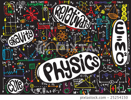 Physical formulas and phenomenon. hand-drawn Physical formulas and phenomenon. hand-drawn 25254150
