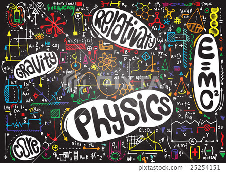 Physical formulas and phenomenon. hand-drawn Physical formulas and phenomenon. hand-drawn 25254151
