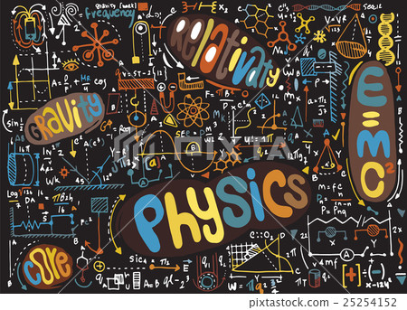 Physical formulas and phenomenon. hand-drawn Physical formulas and phenomenon. hand-drawn 25254152