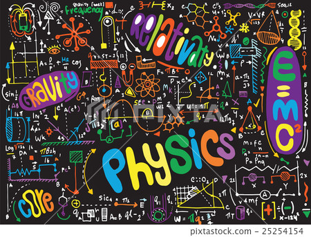 Physical formulas and phenomenon. hand-drawn Physical formulas and phenomenon. hand-drawn 25254154