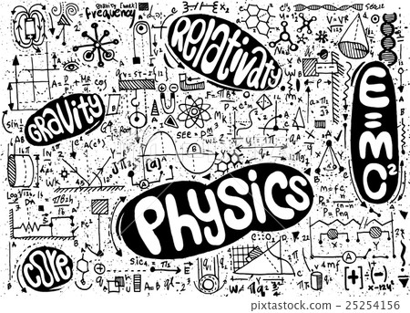 Physical formulas and phenomenon. hand-drawn Physical formulas and phenomenon. hand-drawn 25254156