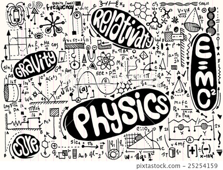 Physical formulas and phenomenon. hand-drawn Physical formulas and phenomenon. hand-drawn 25254159