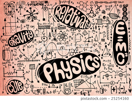 Physical formulas and phenomenon. hand-drawn Physical formulas and phenomenon. hand-drawn 25254160