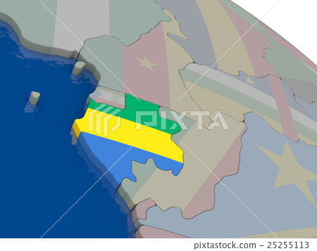 Gabon with flag 25255113