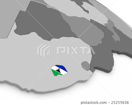 Lesotho on globe with flag Lesotho on globe with flag 25255636