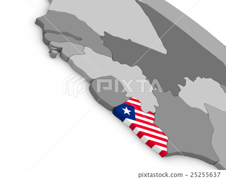 Liberia on globe with flag Liberia on globe with flag 25255637