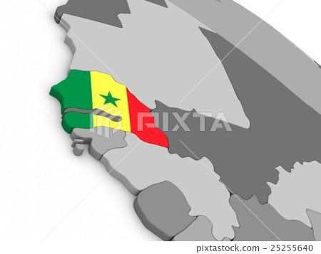 Senegal on globe with flag Senegal on globe with flag 25255640