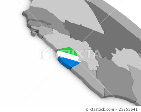 Sierra Leone on globe with flag 25255641