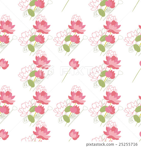 Seamless vector floral pattern with lotus flowers - Stock Illustration ...