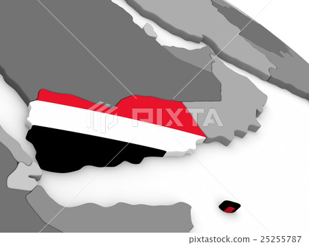 Yemen on globe with flag Yemen on globe with flag 25255787