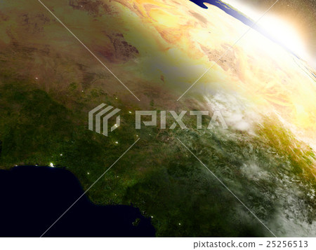 Niger and Nigeria from space during sunrise 25256513