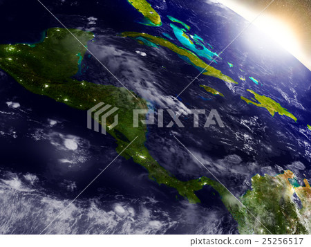 Central America from space during sunrise 25256517