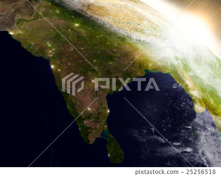 India from space during sunrise India from space during sunrise 25256518